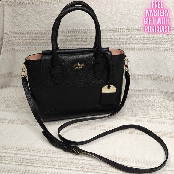 Kate Spade Carter Street Kylie Black Leather Satchel Crossbody Bag – New - Picture 1 of 9